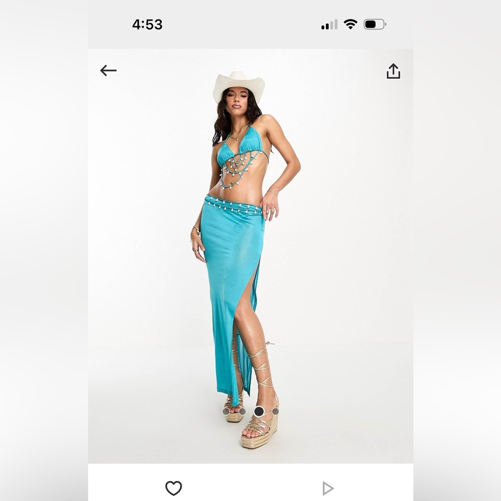 ASOS design crop top maxi skirt set with shell detail